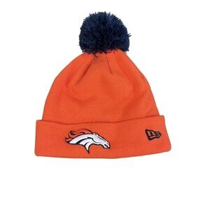 Denver Broncos Beanie Hat Mens One Size Orange NFL Football New Era Pom Knit